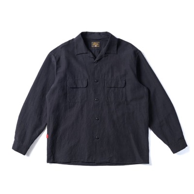 GERUGA GR-S-166A OC LONG SLEEVE SHIRTS CLI GINGHAM PLAIN BLACK