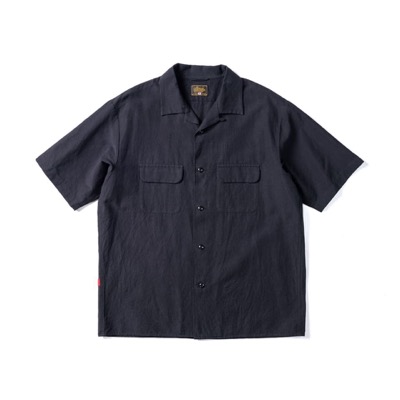 GERUGA GR-S-168A OC SHORT SLEEVE SHIRTS CLI GINGHAM PLAIN BLACK