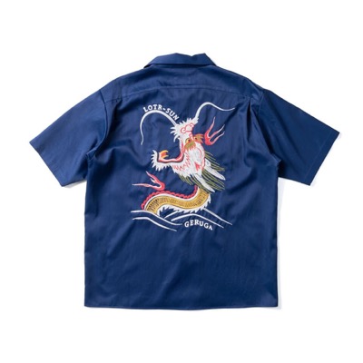 GERUGA GR-S-169B OC SHORT SLEEVE SHIRTS　RC TWILL　RISING DRAGON NAVY-BLUE