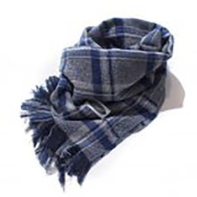 LOST CONTROL L20A2-8037 WOOL CHECK STOLE WHITE×BLUE