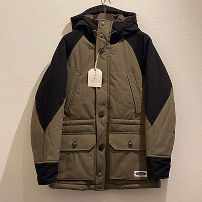LOST CONTROL L19A2-4017 HOODED PADDING JACKET OLIVE×BLACK