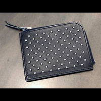 METAL JACKET SZ17 DOT STUDS SHORT ZIP WALLET NAVY