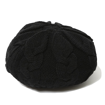 RUDE GALLERY 69052 CABLE KNIT BERET BLACK