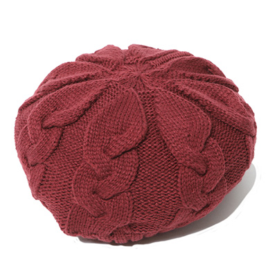 RUDE GALLERY 69054 CABLE KNIT BERET BURGUNDY